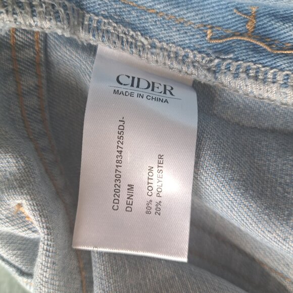 CIDER light blue jean overalls cut out floral wide leg western cowgirl festival - Picture 9 of 9